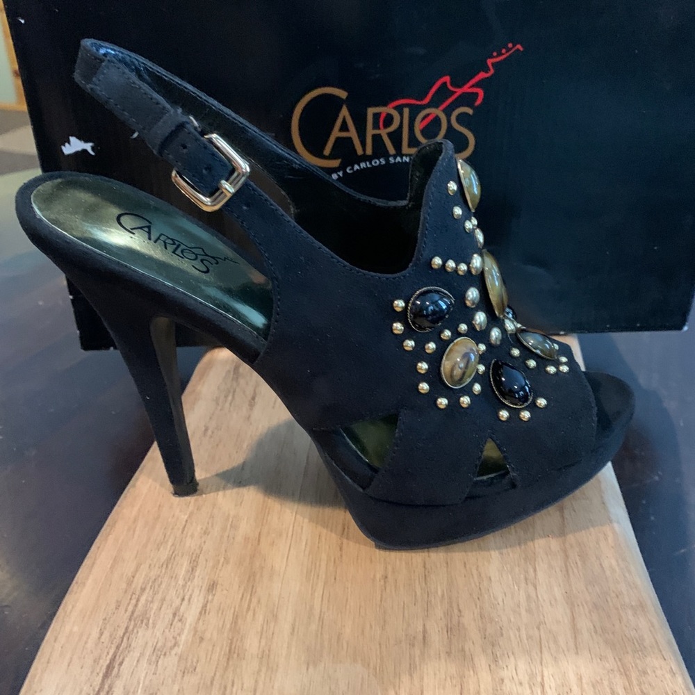Carlos Santana Black Suede Pumps